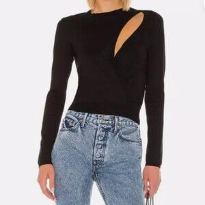 NBD Revolve Sienne Knit Cutout Long Sleeve Cropped Ribbed Sweater - Medium